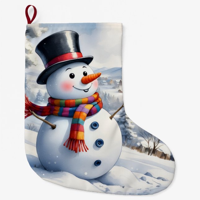 Calcetín Navideño Grande Christmas Stocking, Snowman (Anverso)