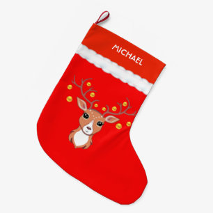 Calcetín Navideño Grande Ciervo Hermoso