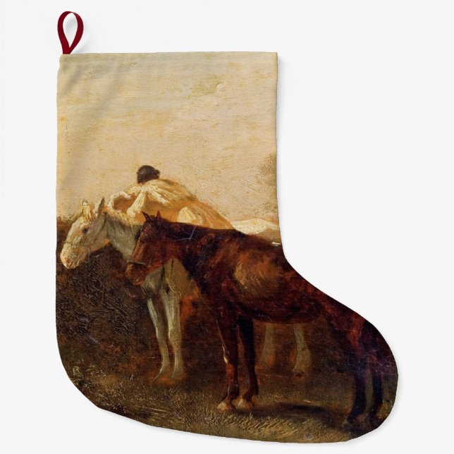 Calcetín Navideño Grande Cita rural (Beso romántico a caballo) (Anverso)