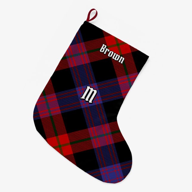 Calcetín Navideño Grande Clan Brown Tartan (Frente (Colgado))