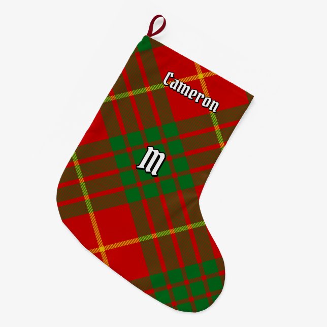 Calcetín Navideño Grande Clan Cameron Tartan (Frente (Colgado))