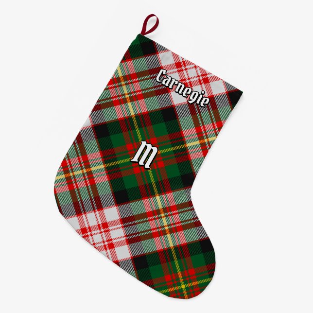 Calcetín Navideño Grande Clan Carnegie Dress Tartan (Frente (Colgado))