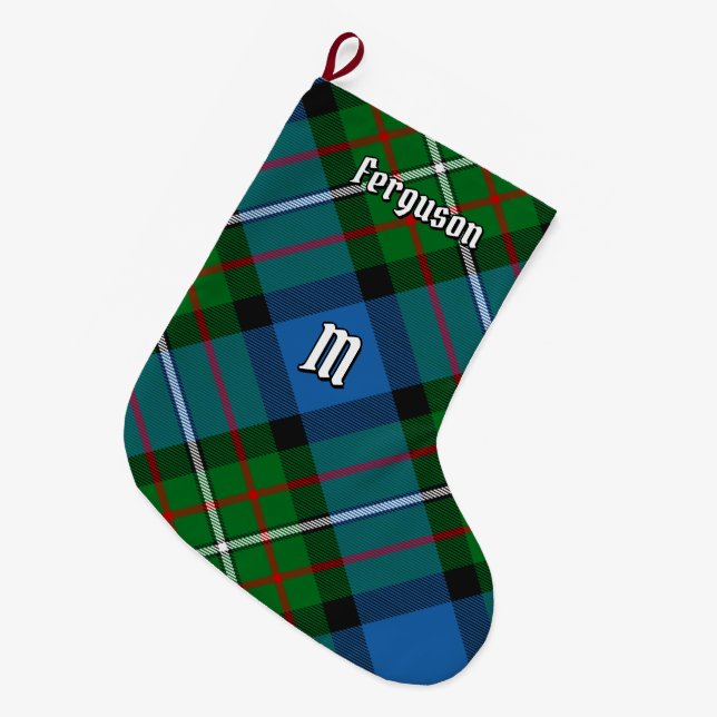 Calcetín Navideño Grande Clan Ferguson Tartan Christmas Stocking (Frente (Colgado))