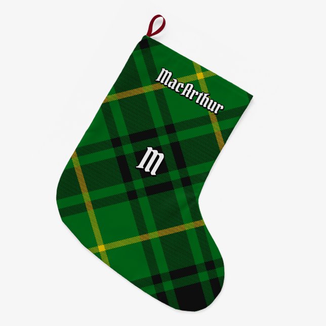 Calcetín Navideño Grande Clan MacArthur Tartan (Frente (Colgado))