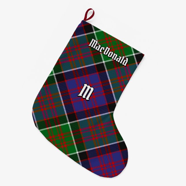 Calcetín Navideño Grande Clan MacDonald de Clanranald Tartán (Frente (Colgado))