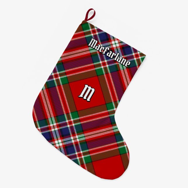 Calcetín Navideño Grande Clan MacFarlane Red Tartan (Frente (Colgado))