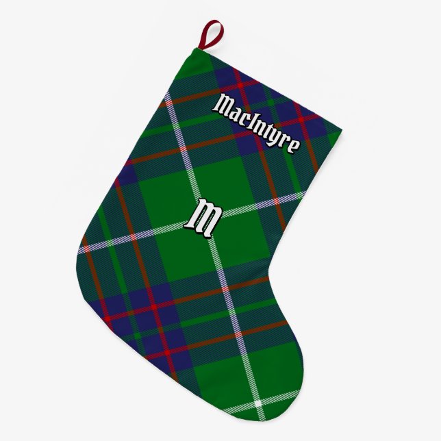 Calcetín Navideño Grande Clan MacIntyre Hunting Tartan Christmas Stocking (Frente (Colgado))