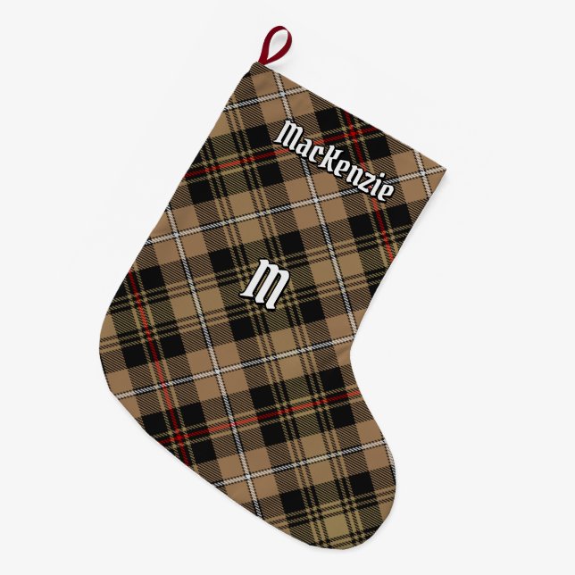 Calcetín Navideño Grande Clan MacKenzie Hunting Brown Tartan (Frente (Colgado))