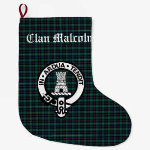 Calcetín Navideño Grande Clán Malcolm Tartán y Cresta