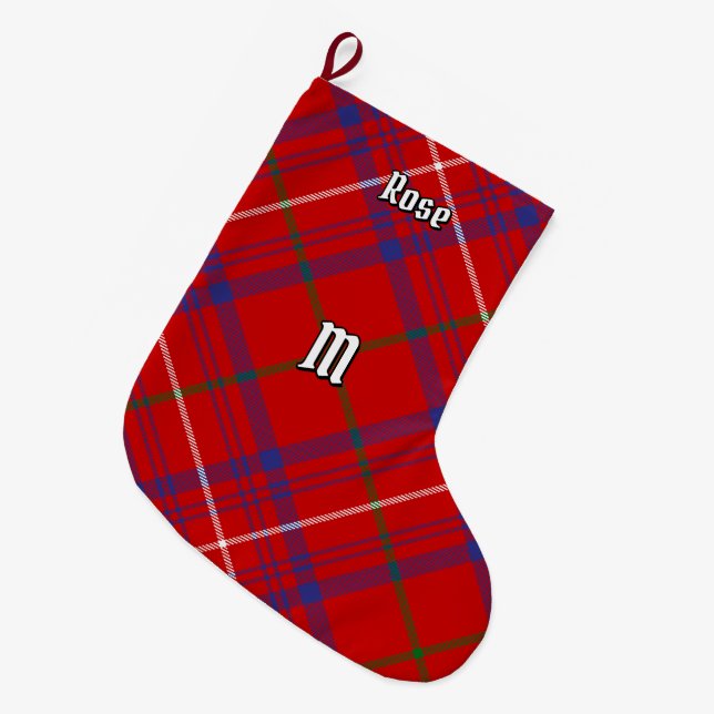 Calcetín Navideño Grande Clan Rosa Tartan (Frente (Colgado))