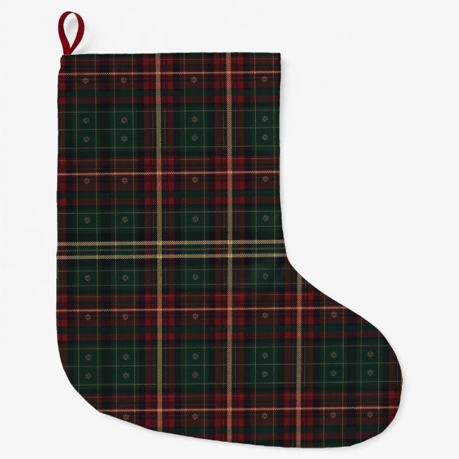 Calcetín Navideño Grande Classic Tartan Pet Christmas Stocking with Paws (Anverso)