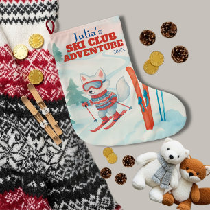 Calcetín Navideño Grande Club de Esquí Aventura Bebé Zorro Ártico