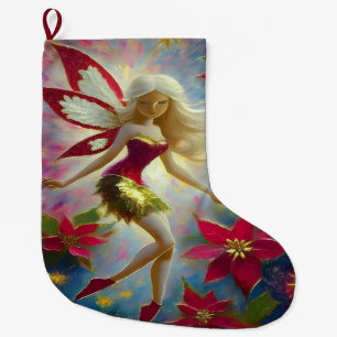 Calcetín Navideño Grande Colección de Hada de Navidad - Cabello Rubio Plati