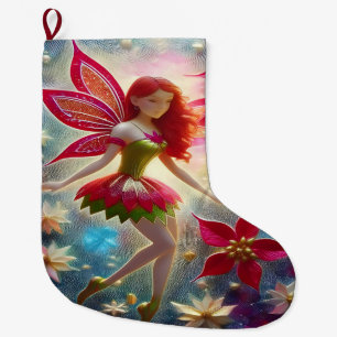 Calcetín Navideño Grande Colección de Hadas de Navidad - Cabello Rojo