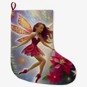Calcetín Navideño Grande Colección de Hadas de Navidad - Cabello Rubio Clar
