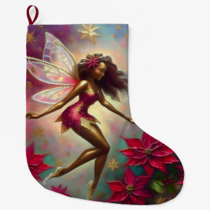 Calcetín Navideño Grande Colección Hada de Navidad - Cabello Castaño Natura