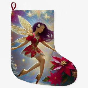 Calcetín Navideño Grande Colección Hada de Navidad - Cabello Ciruela Recto