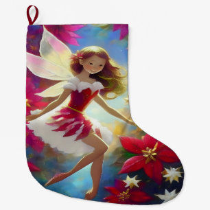 Calcetín Navideño Grande Colección Hada de Navidad - Cabello Rojizo Cobre