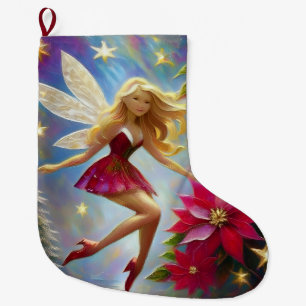 Calcetín Navideño Grande Colección Hada de Navidad - Cabello Rubio Miel