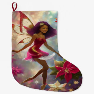 Calcetín Navideño Grande Colección Navidad Hada Tinte Ciruela Cabello Natur