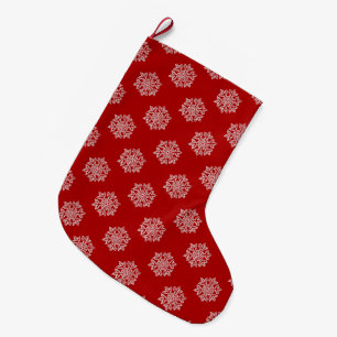 Calcetín Navideño Grande Colección Simply Christmas Rojo y Copo de Nieve Bl