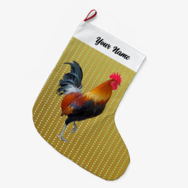 Calcetín Navideño Grande Coloridos Navidades de gallos haciendo un alto