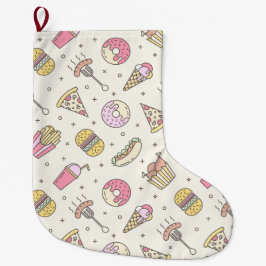 Calcetín Navideño Grande Comida chatarra