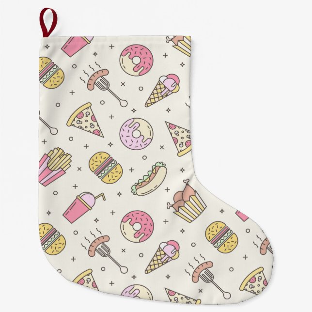 Calcetín Navideño Grande Comida chatarra (Anverso)