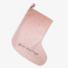 Calcetín Navideño Grande Confetti Purpurina de oro rosa de color rosa Rubor