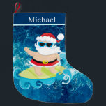 Calcetín Navideño Grande cool Beach surf Santa Small<br><div class="desc">cool Beach surf Santa Pequeños Navidades grandes Stocking</div>