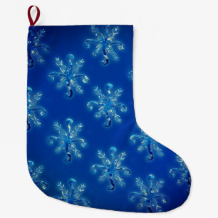 Calcetín Navideño Grande Copo de nieve azul helado
