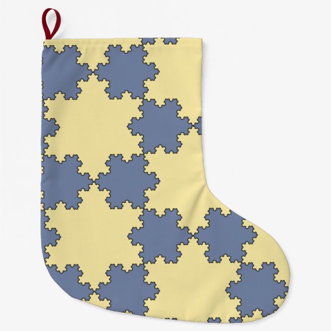 Calcetín Navideño Grande Copos de nieve de Koch Teselados (Modelo fractal) (Anverso)
