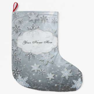 Calcetín Navideño Grande Copos de nieve en el hielo