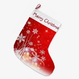 Calcetín Navideño Grande Copos de nieve y adornos