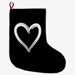 Calcetín Navideño Grande Corazón Blanco Diseño Divertido y Lindo para Hombr