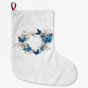 Calcetín Navideño Grande Corazón de joyas con mariposas Morfo