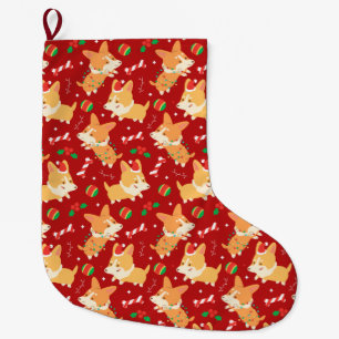 Calcetín Navideño Grande Corgis Navidades Cutos