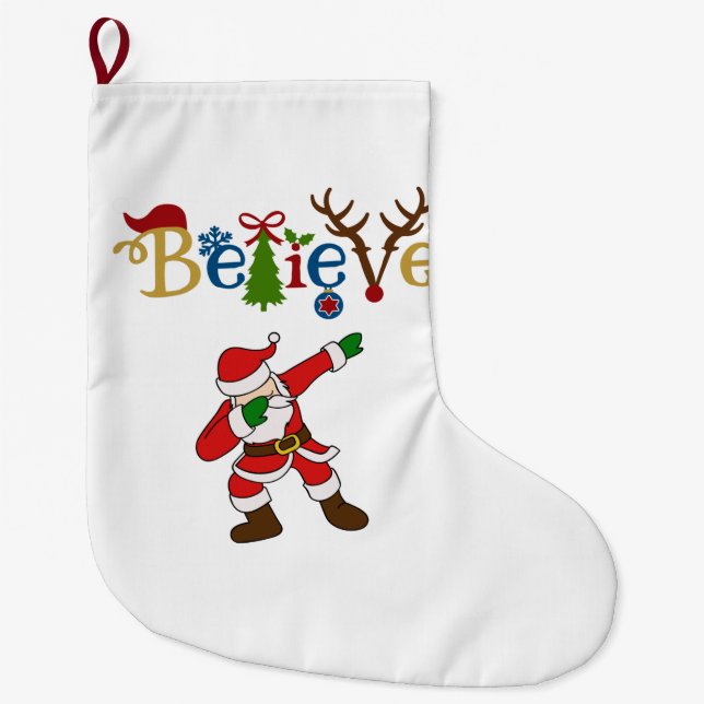 Calcetín Navideño Grande Crea, Santa que pega una actitud (Anverso)