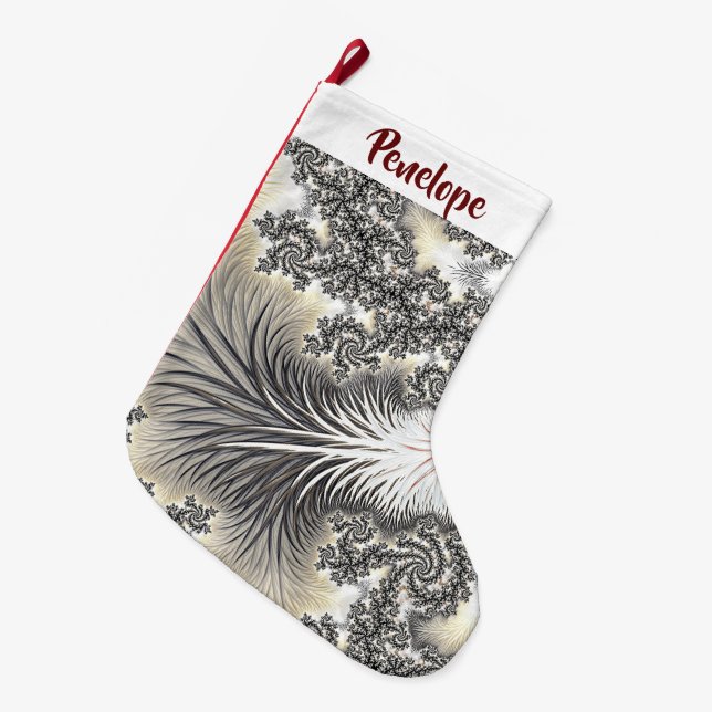 Calcetín Navideño Grande Cristales De Hielo Congelados Parecen Fractales Co (Frente (Colgado))