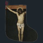 Calcetín Navideño Grande Cristo crucificado en la cruz (fe) (Velázquez)<br><div class="desc">Este diseño presenta una pintura religiosa del artista barroco español Diego Rodríguez de Silva y Velázquez (1599-1660), que es ampliamente considerado como el artista líder en la corte del Rey Felipe IV y de la Edad de Oro española. Muestra a Jesucristo crucificado con sus manos y pies clavados en un...</div>