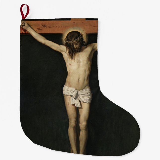 Calcetín Navideño Grande Cristo crucificado en la cruz (fe) (Velázquez) (Anverso)