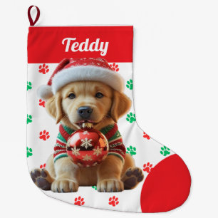 Calcetín Navideño Grande Cuidados Navidades Golden Retriever Puppy Personal