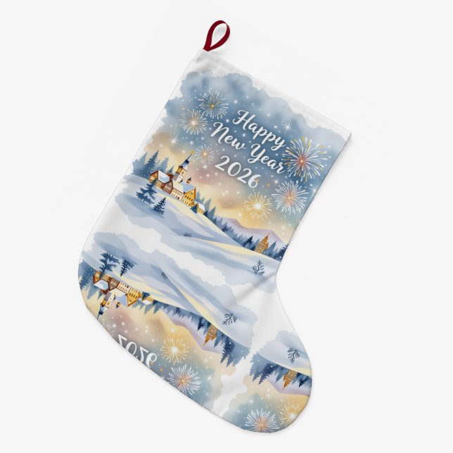 Calcetín Navideño Grande Custom Memory Keepsake Christmas Stocking (Frente (Colgado))