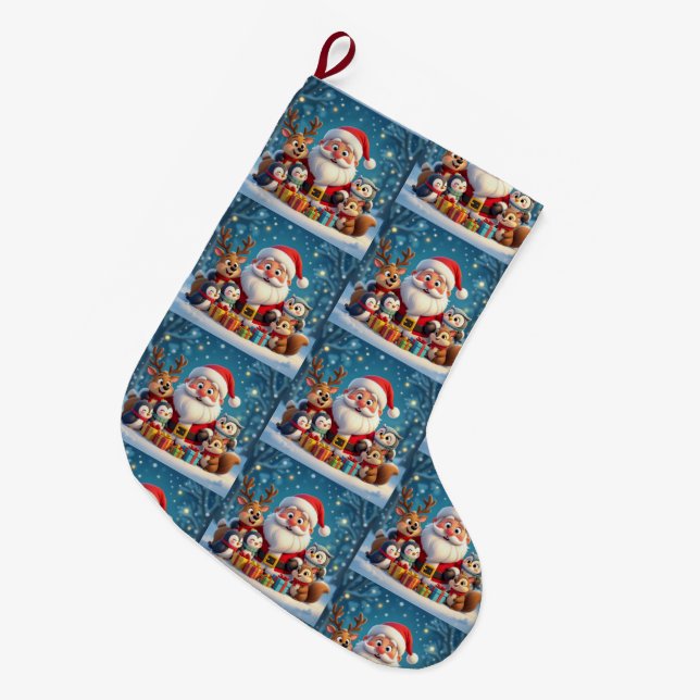Calcetín Navideño Grande Custom Memory Keepsake Christmas Stocking (Frente (Colgado))