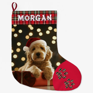 Calcetín Navideño Grande Custom Pet Dog Photo Christmas Stocking