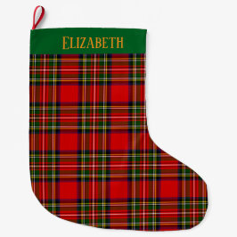 Calcetín Navideño Grande Custom Royal Stewart Clan Tartan Plaid Name