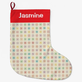 Calcetín Navideño Grande Customisable Simple Colourful Christmas Snowflake