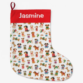 Calcetín Navideño Grande Customisable Simple Colourful Xmas Tree Pet