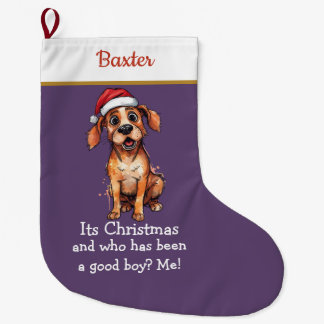 Calcetín Navideño Grande Cute Dog Christmas Stocking – with funny text