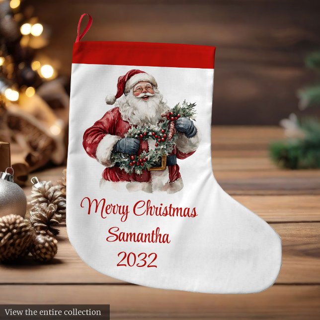 Calcetín Navideño Grande Cute Santa Claus Kids Festive Merry Christmas  (Cute Santa Claus Kids Festive Merry Christmas Stocking)